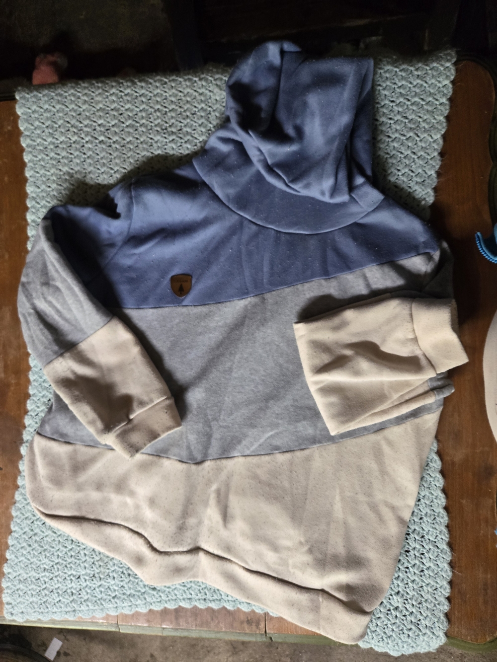 Casual Colorblock Turtleneck Sweater - Blue Gray Cream